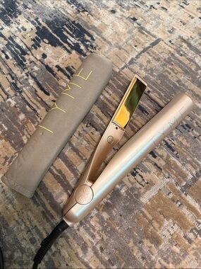 Gold-tone  TYME Hair Straightener with Heat Sleeve